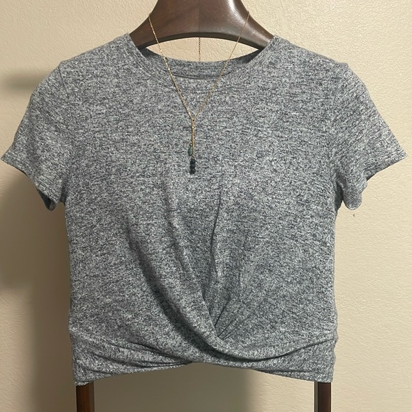 UpWest crop short sleeve sweater-material top - Picture 1 of 5